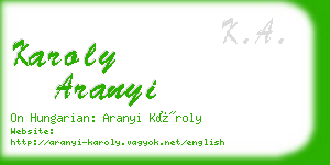 karoly aranyi business card